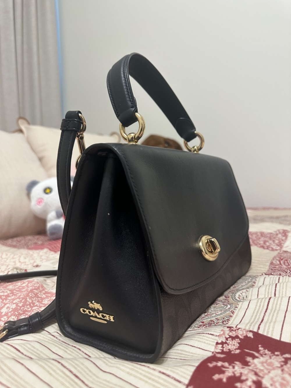 Coach Black and Brown Signature Canvas Top-Handle Crossbody - Picture 3 of 4